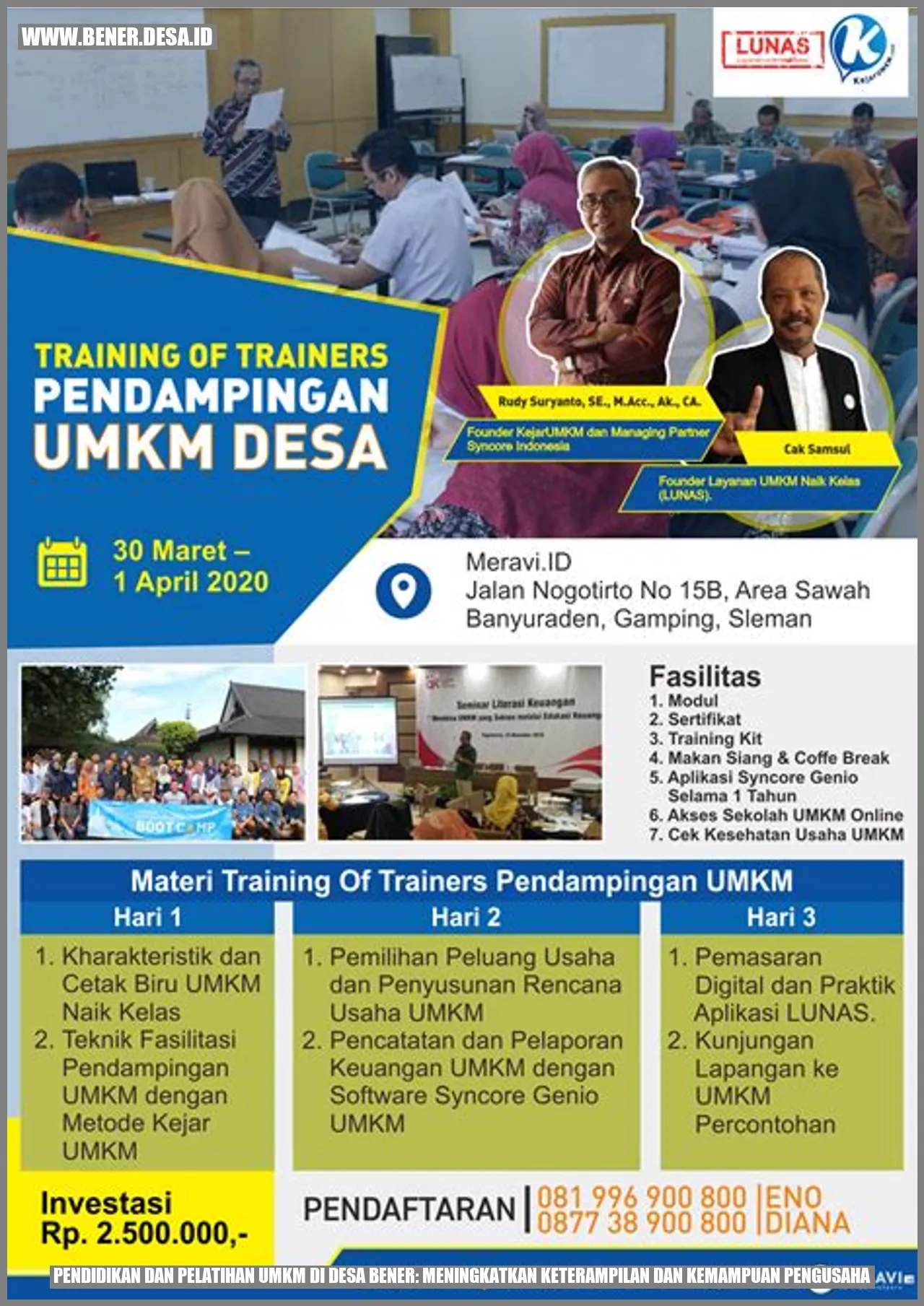 Pendidikan dan Pelatihan UMKM di Desa Bener: Meningkatkan Keterampilan ...